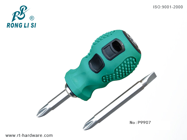 TPR Handle; Slotted & Phillip2 way Stubby Screwdriver (P9907-1.5")