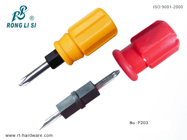 2 way Stubby Screwdriver with PVC Handle (P203)